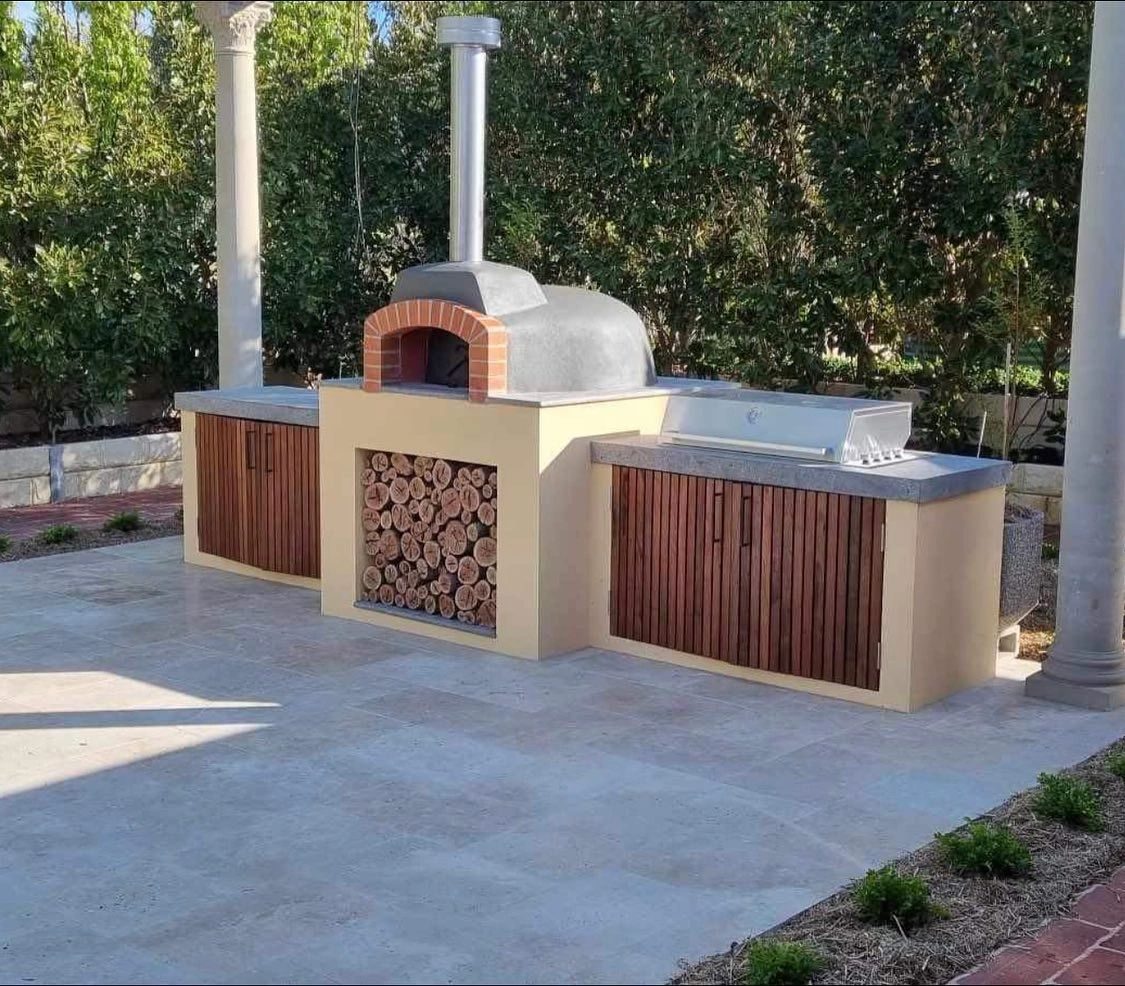 Outdoor kitchen brickwork and brick BBQ