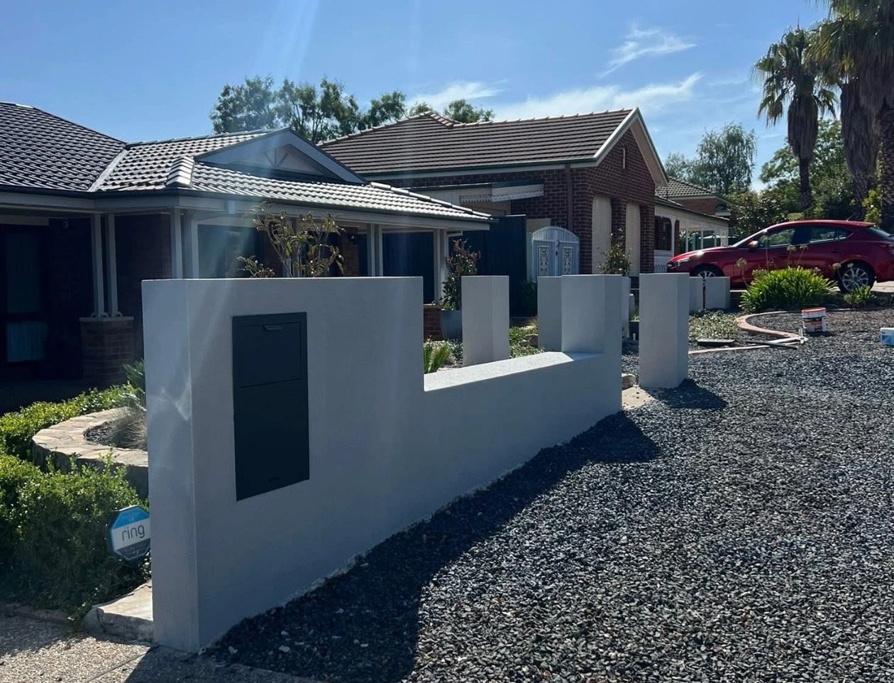 Rendered front fence on a Canberra home